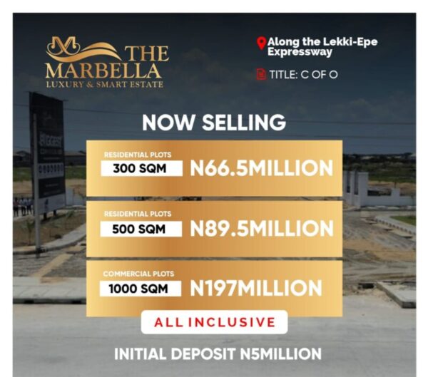 MARBELLA LUXURY AND SMART ESTATE LOCATED ALONG LEKKI EPE EXPRESSWAY.. Title Government allocated CofO ( price starting from 66.5M )